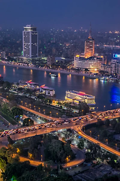 Evening Scene Top Cairo Tower Egypt Shows Egyptian Radio Buliding — Stock Photo, Image