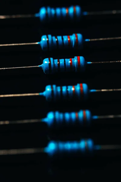 Muitos Novos Resistores Ficar Juntos Close Ups — Fotografia de Stock