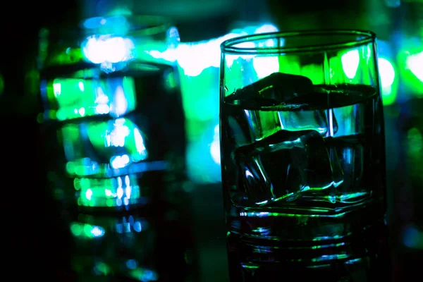 Colored Lighting Glasses Night Club Bar — Stock Photo, Image