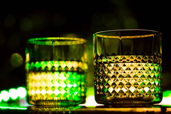 Bar Färgat Ljus Med Glas Alkohol — Stockfoto