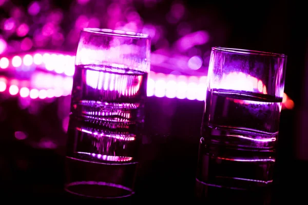 Colored Lighting Glasses Night Club Bar — Stock Photo, Image