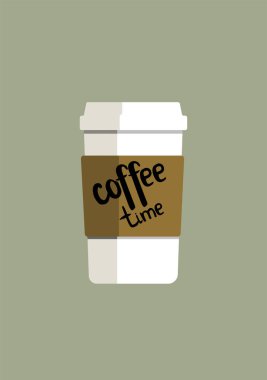 Açık yeşil arka planı üzerinde kahve beyaz bardak.