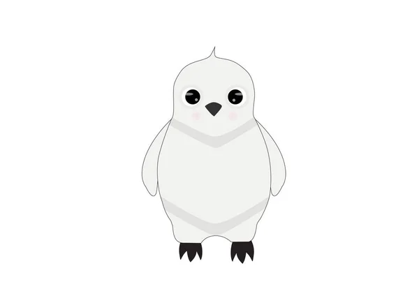 Lustige Weiße Baby Pinguin Auf Weißem Hintergrund — Stockvektor