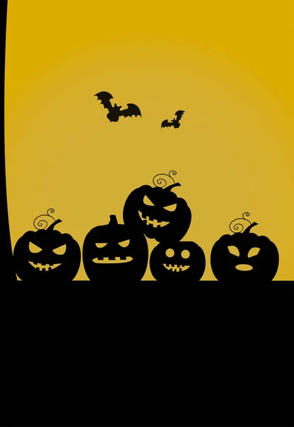 Хэллоуинская Тёмная Тыква Жёлтом Фоне — стоковый вектор