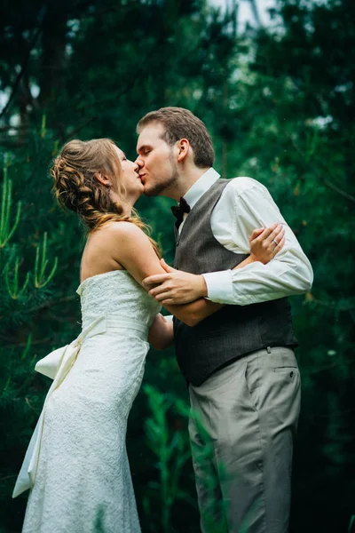 Young bride and groom in the style of provence.