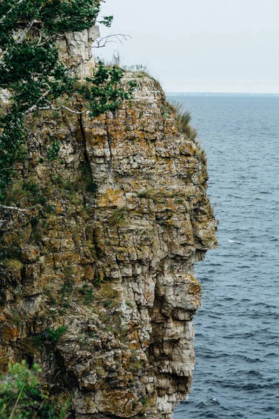 manzara nehir cliff çim gökyüzü arka plan üzerinde.