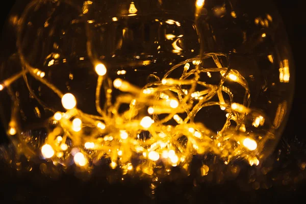 Christmas Luminous Garland Dark Background — Stock Photo, Image