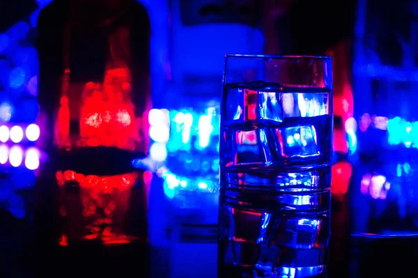 Colored Lighting Glasses Night Club Bar — Stock Photo, Image