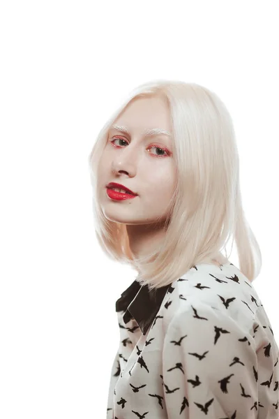 Studio Sarışın Albino Kız Portresi — Stok fotoğraf