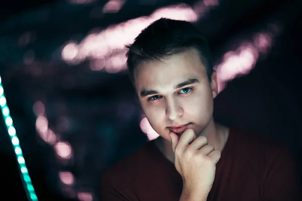 Portrait Young Man Blurred Background — Stock Photo, Image