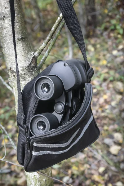 Woods Fallen Leaves Case Binoculars Binoculars — Stock Photo, Image