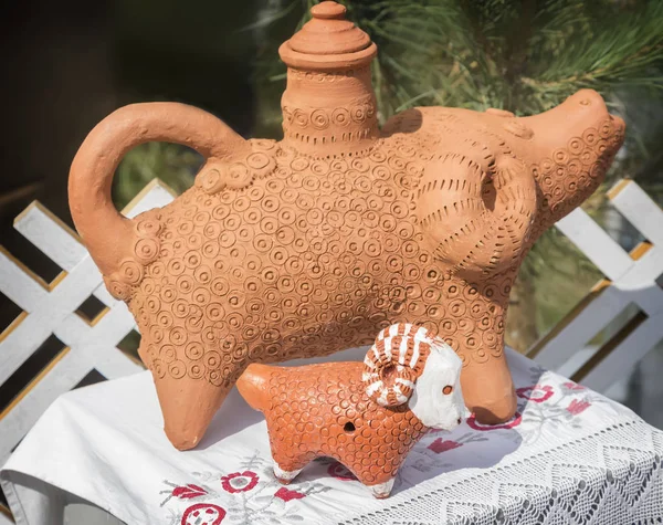 Handmade Clay Toys Traditional Folk Style Image Pets — Stock Photo, Image