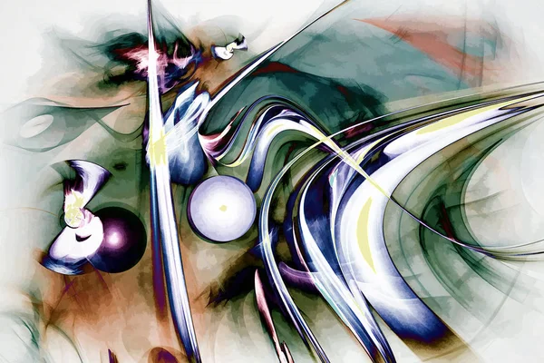 Yeni sanat tarzında parlak renk desenli soyut bir resim. İmitasyon yağlı boya resim.