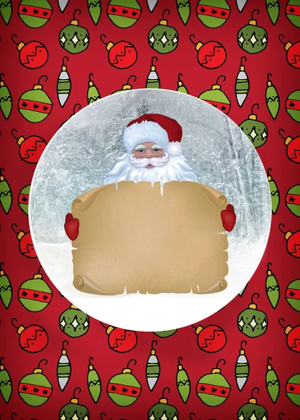 Natal Cartão Ano Novo Com Imagem Papai Noel Decorações Natal — Fotografia de Stock