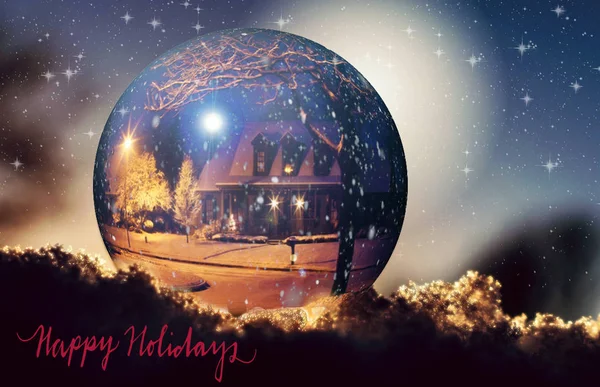Beautiful Christmas Card Vintage Style Big Ball Greeting Inscription — Stock Photo, Image
