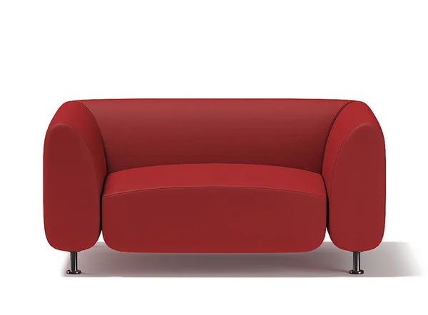 舒适的沙发和枕头 覆盖着红色的材料 — 图库照片
