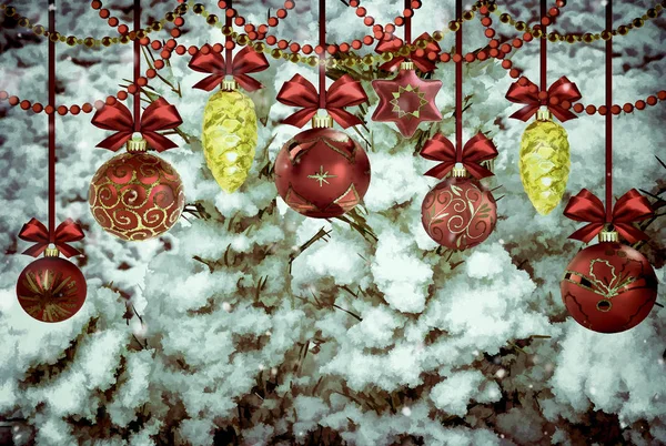 Vrolijk Kerstfeest en Gelukkig Nieuwjaar wenskaart. — Stockfoto