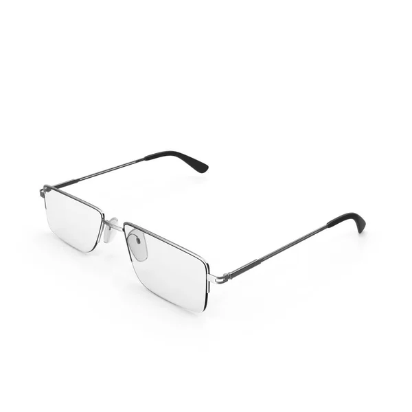 Beyaz Arka Plan Üzerinde Metal Çerçeve Gözlük Render — Stok fotoğraf