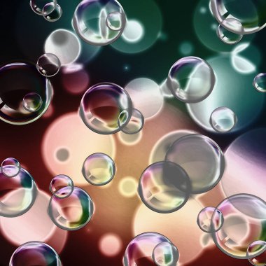 Arka plan görüntüsü: güzel renkli parlayan gökkuşağı baloncuklar farklı boyutta.