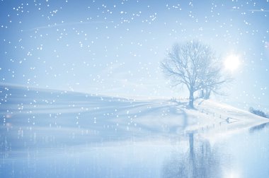 Kış manzaralı bir Noel tebrik kartı arkaplanı.