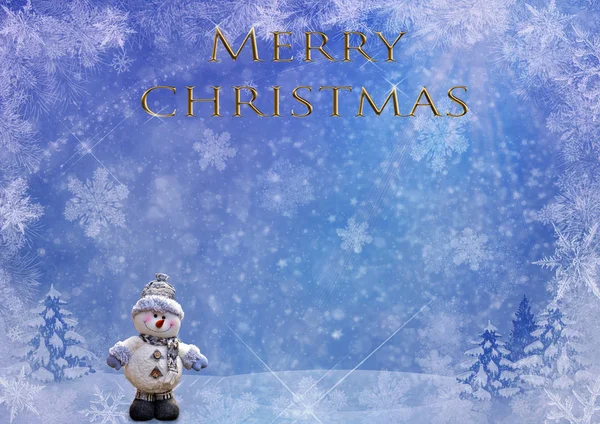 Christmas greeting card with the image of a snowman. — Stock Photo, Image