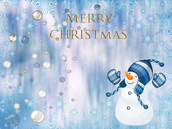 Christmas greeting card with the image of a snowman. — Stock Photo, Image