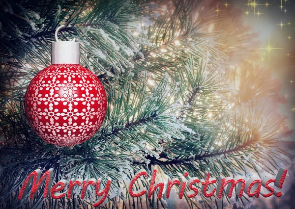 Karácsonyi üdvözlőlap egy karácsonyfa képével — Stock Fotó