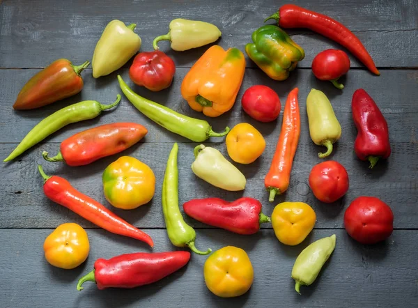 Ripe fruits of different varieties of bell pepper — Stock Photo, Image