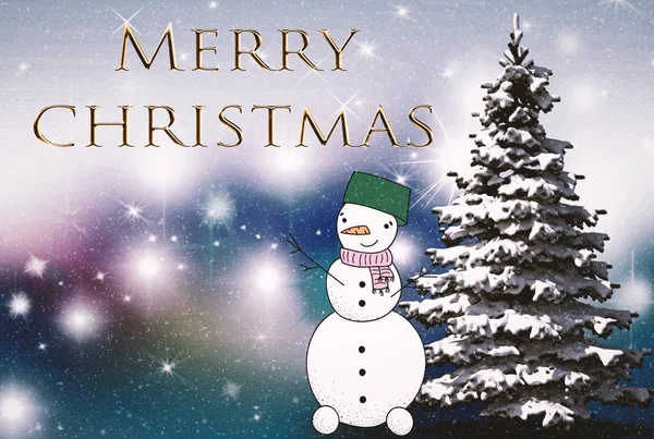 İçinde kardan adam resmi olan Noel tebrik kartı.. — Stok fotoğraf