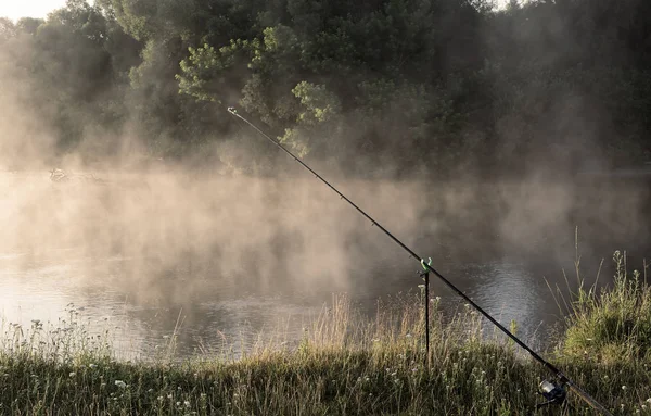 Equipamentos de pesca para a captura de peixes no rio. — Fotografia de Stock