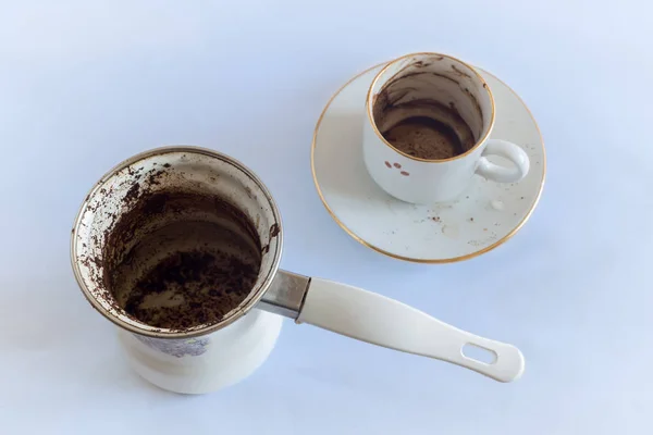 Brudny Turk na kawę i herbatę Cup, widok z góry — Zdjęcie stockowe