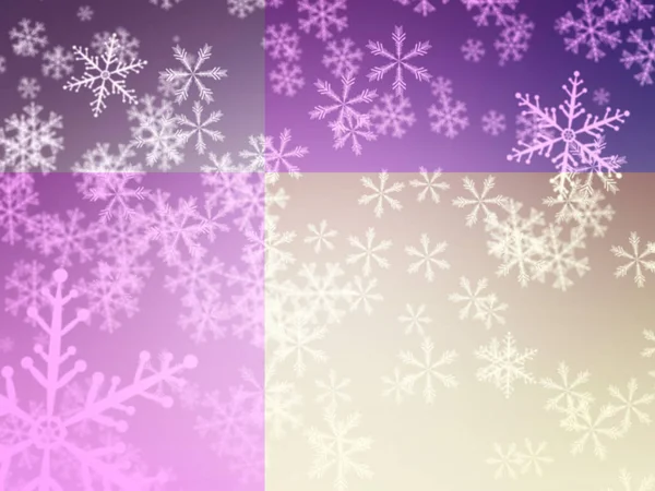 Kar taneleri ve yıldızlarla dolu renkli bir Noel arkaplanı — Stok fotoğraf