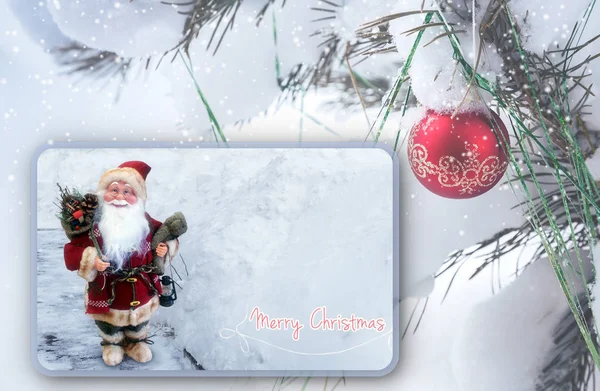 Carte de Noël avec une photo du Père Noël . Images De Stock Libres De Droits