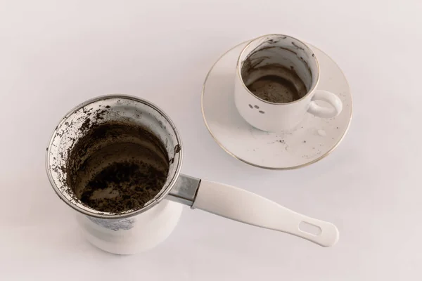 Brudny Turk na kawę i herbatę Cup, widok z góry — Zdjęcie stockowe