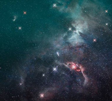 Evrenin soyut arkaplan resmi: galaksi, yıldızlı gökyüzü, parlak yıldızlar, nebula