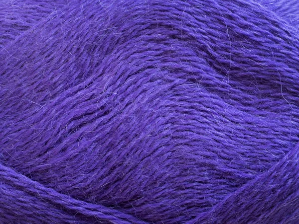 Close Texture Purple Woolen Threads Skein Winter Knitting Season Hobbies — Stock Photo, Image