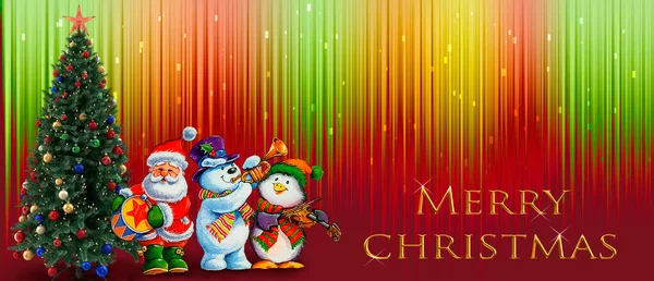 Bright Christmas greeting card with Santa Claus — Stock Photo, Image