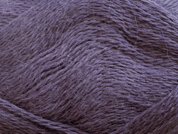 Close Texture Purple Woolen Threads Skein Winter Knitting Season Hobbies — Stock Photo, Image