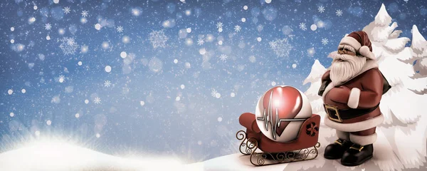 Christmas in medicine: a balloon with a heart in Santas sleigh. 3D rendering. — Stock Photo, Image