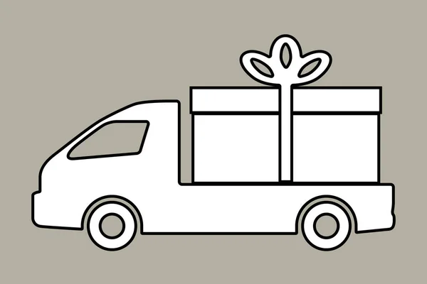 The truck is carrying a gift. — Stock Vector
