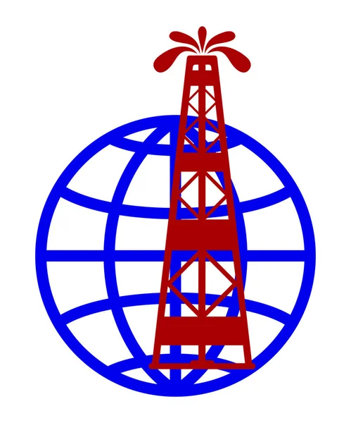 Fonte de petróleo no fundo do globo. — Vetor de Stock