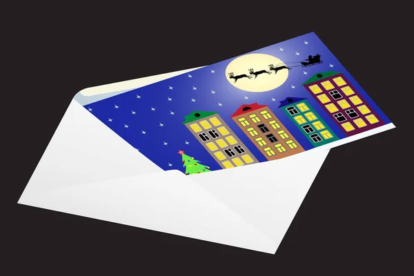 Cartão de Natal em um envelope . — Vetor de Stock