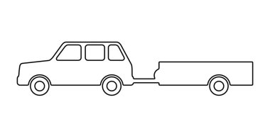 Bir römork ile binek otomobil.