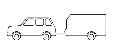 Bir römork ile binek otomobil.