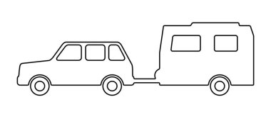 Bir römork ile binek otomobil.