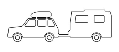 Bir römork ile binek otomobil.