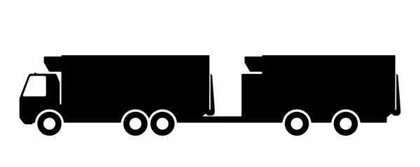 Silhouette d'un camion avec une remorque . — Image vectorielle