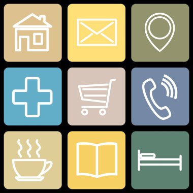 Harita simgeleri için şablonlar kümesi.