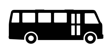 beyaz zemin üzerinde otobüs siluet.