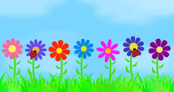 Flowers on the background of the sky. — Stock Vector